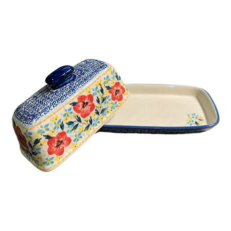 Butter Dish, American, 4" x 7.5" in "Brilliant Wreath" by Manufaktura | M074S-WK78