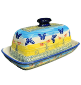 Butter Dish, American, 4" x 7.5" in "Butterflies in Flight" by Manufaktura | M074S-WKM