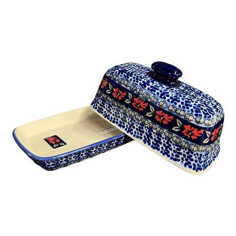 Butter Dish, American, 4" x 7.5" in "Crimson Twilight" by Manufaktura | M074S-WK63