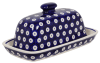 A picture of a Polish Pottery American Butter Dish (Dot to Dot) | M074T-70A as shown at PolishPotteryOutlet.com/products/american-butter-dish-dot-to-dot