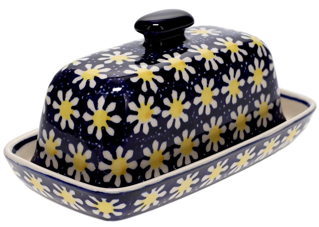 Butter Dish, American, 4" x 7.5" in "Mornin' Daisy" by Manufaktura | M074T-AM