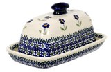 Butter Dish, American, 4" x 7.5" in "Forget Me Not" by Manufaktura | M074T-ASS