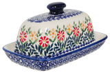 Butter Dish, American, 4" x 7.5" in "Flower Power" by Manufaktura | M074T-JS14