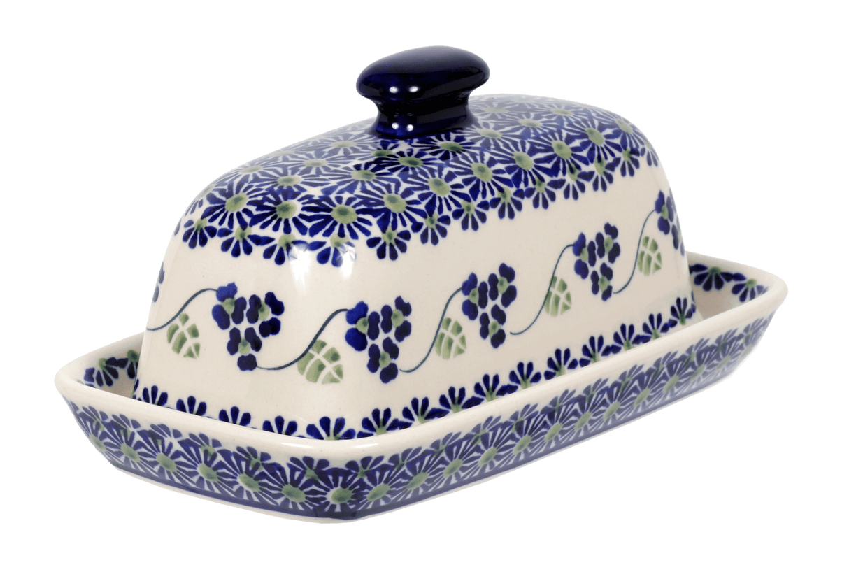 Butter Dish, American, 4" x 7.5" in "Vineyard in Bloom" by Manufaktura | M074T-MCP