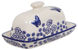 Butter Dish, American, 4" x 7.5" in "Butterfly Garden" by Manufaktura | M074T-MOT1