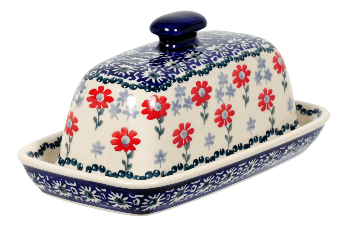Butter Dish, American, 4" x 7.5" in "Summer Blossoms" by Manufaktura | M074T-P232