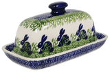 Butter Dish, American, 4" x 7.5" in "Bunny Love" by Manufaktura | M074T-P324