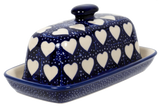 Butter Dish, American, 4" x 7.5" in "Sea of Hearts" by Manufaktura | M074T-SEA