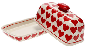 Polish Pottery American Butter Dish (Whole Hearted Red) | M074T-SEDC Additional Image at PolishPotteryOutlet.com