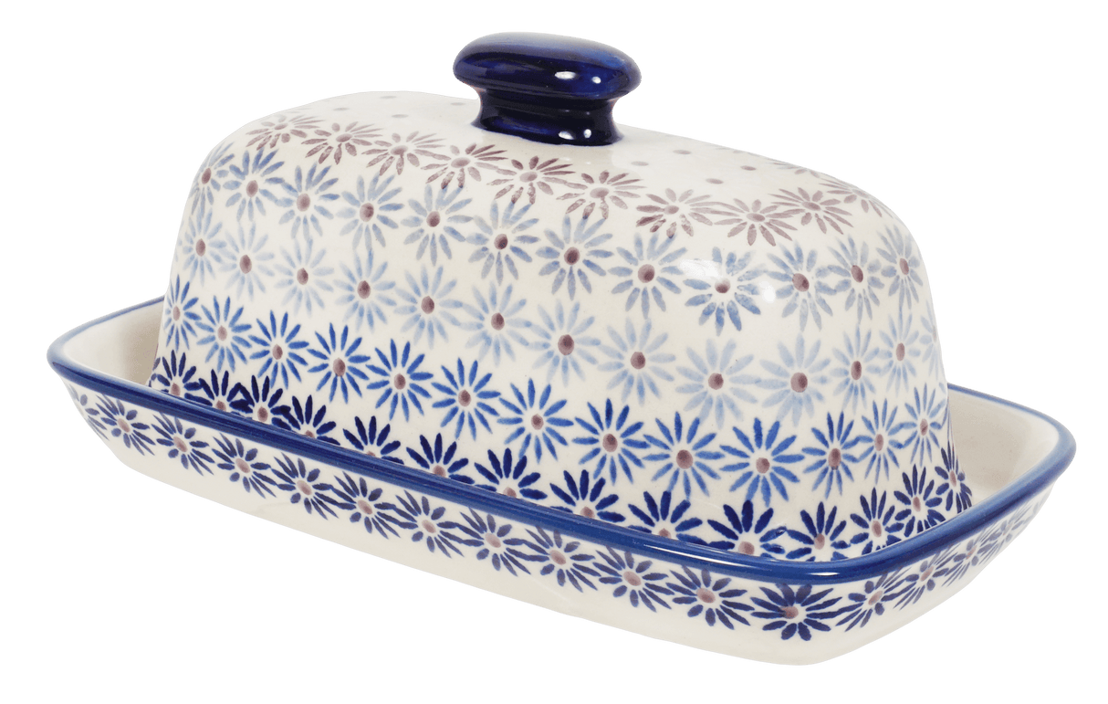 Butter Dish, American, 4" x 7.5" in "Dusty Daisy Chain" by Manufaktura | M074U-AS55