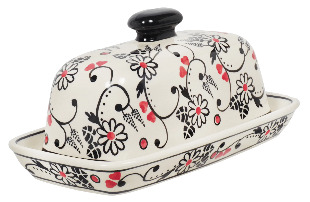 Butter Dish, American, 4" x 7.5" in "Night Garden" by Manufaktura | M074U-BL02