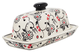 Butter Dish, American, 4" x 7.5" in "Night Garden" by Manufaktura | M074U-BL02