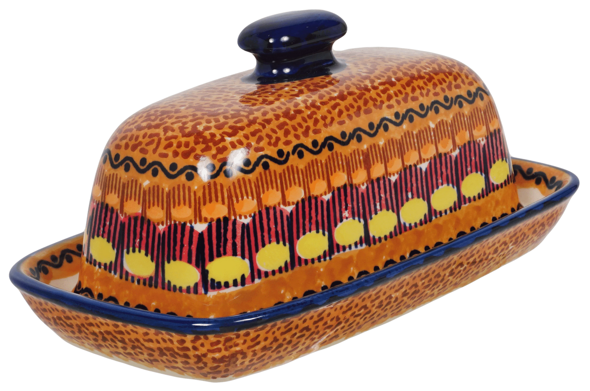 Butter Dish, American, 4" x 7.5" in "Desert Sunrise" by Manufaktura | M074U-KLJ