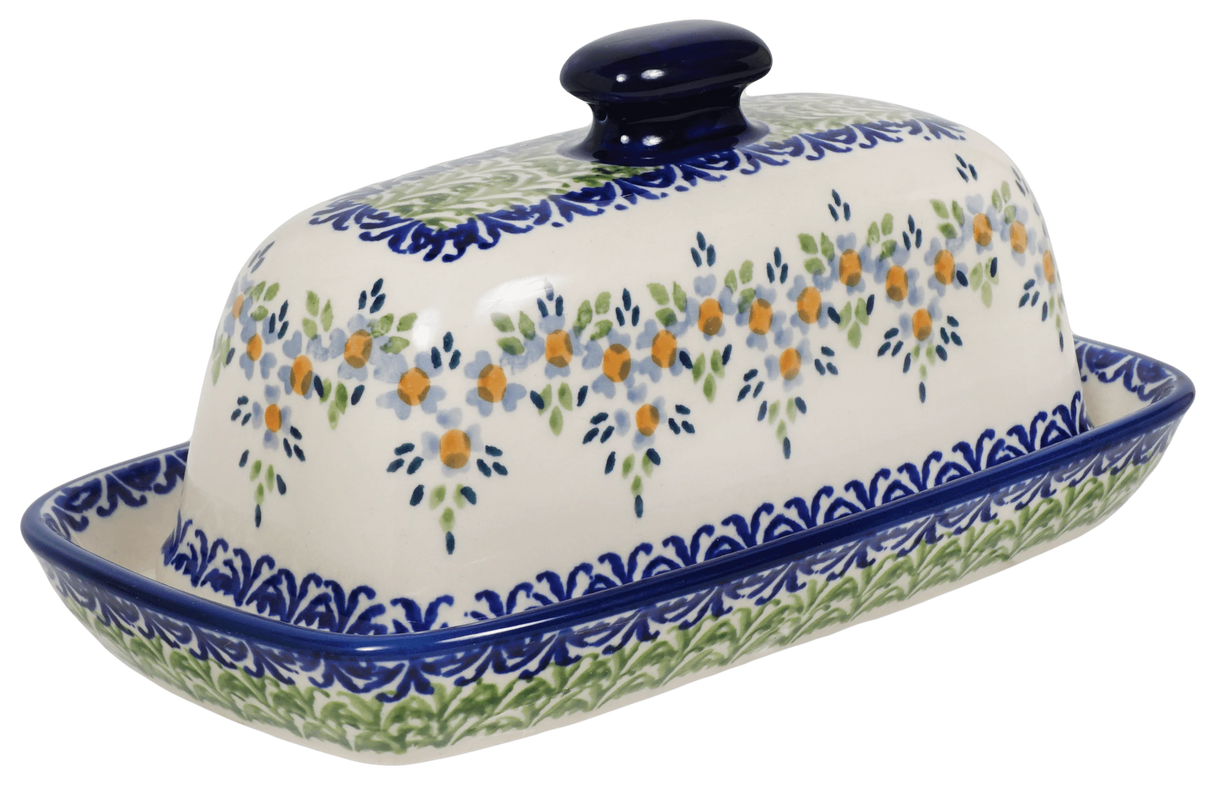 Butter Dish, American, 4" x 7.5" in "Garden Stroll" by Manufaktura | M074U-P316