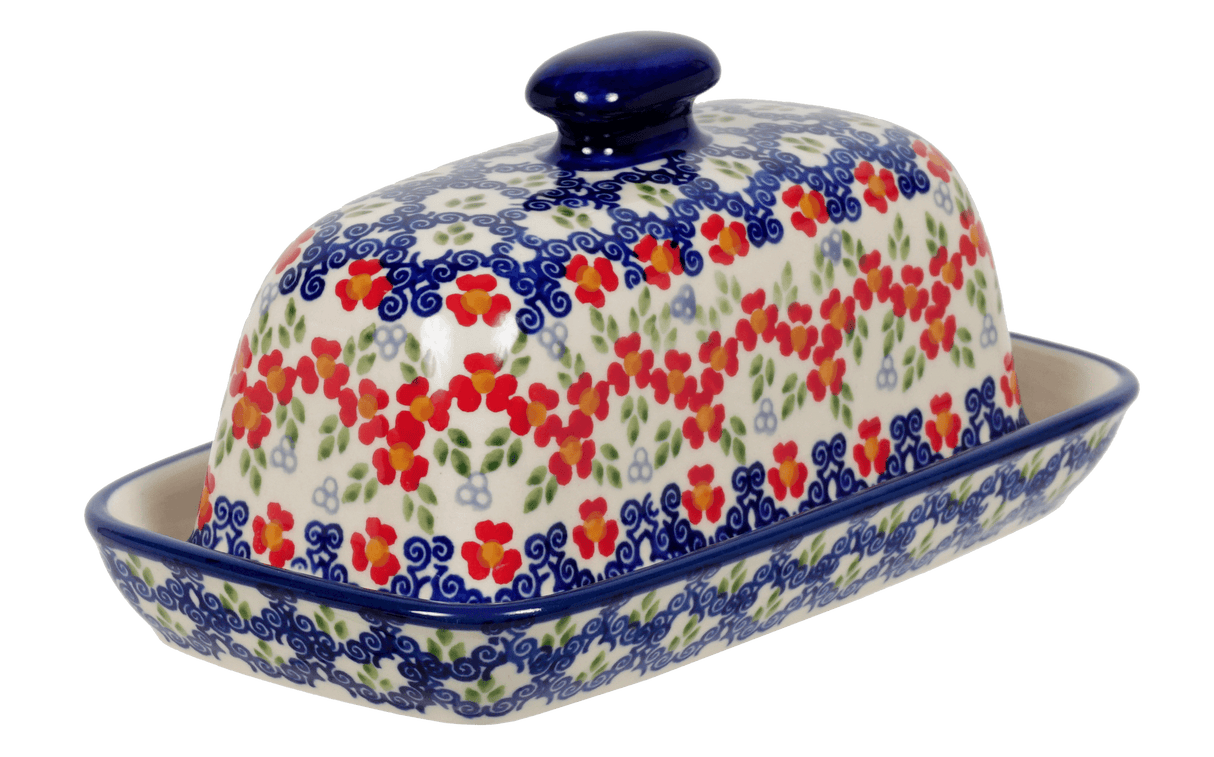 Butter Dish, American, 4" x 7.5" in "Ring Around the Rosie" by Manufaktura | M074U-P321