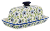 Butter Dish, American, 4" x 7.5" in "Periwinkle Vine" by Manufaktura | M074U-TAB1