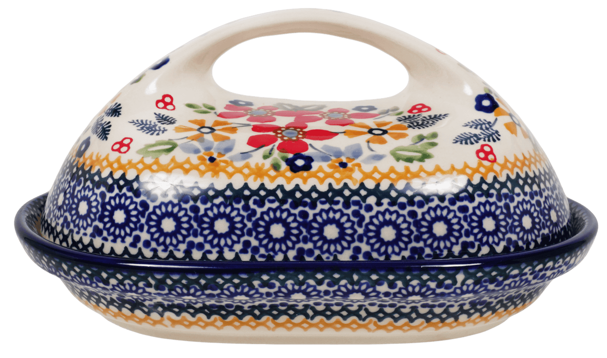 Butter Dish, Fancy, 5" x 7" in "Ruby Bouquet" by Manufaktura | M077S-DPCS