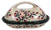 Polish Pottery Fancy Butter Dish (Cherry Blossom) | M077S-DPGJ at PolishPotteryOutlet.com