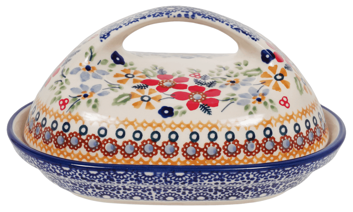Butter Dish, Fancy, 5" x 7" in "Ruby Duet" by Manufaktura | M077S-DPLC