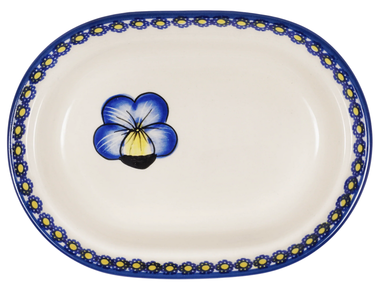Butter Dish, Fancy, 5" x 7" in "Pansies" by Manufaktura | M077S-JZB