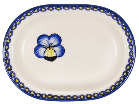 Butter Dish, Fancy, 5" x 7" in "Pansies" by Manufaktura | M077S-JZB