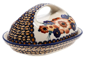 Polish Pottery Fancy Butter Dish (Bouquet in a Basket) | M077S-JZK Additional Image at PolishPotteryOutlet.com