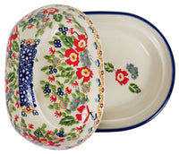 A picture of a Polish Pottery Fancy Butter Dish (Poppy Persuasion) | M077S-P265 as shown at PolishPotteryOutlet.com/products/the-fancy-butter-dish-poppy-persuasion