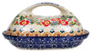Polish Pottery Fancy Butter Dish (Poppy Persuasion) | M077S-P265 at PolishPotteryOutlet.com