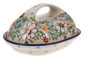 Polish Pottery Fancy Butter Dish (Daisy Bouquet) | M077S-TAB3 Additional Image at PolishPotteryOutlet.com