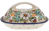 Polish Pottery Fancy Butter Dish (Daisy Bouquet) | M077S-TAB3 at PolishPotteryOutlet.com