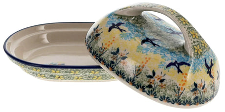Butter Dish, Fancy, 5" x 7" in "Soaring Swallows" by Manufaktura | M077S-WK57