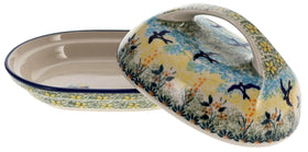 Polish Pottery Fancy Butter Dish (Soaring Swallows) | M077S-WK57 Additional Image at PolishPotteryOutlet.com