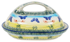 Polish Pottery Fancy Butter Dish (Butterflies In Flight) | M077S-WKM at PolishPotteryOutlet.com
