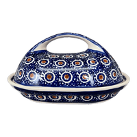 A picture of a Polish Pottery Fancy Butter Dish (Bonbons) | M077T-2 as shown at PolishPotteryOutlet.com/products/the-fancy-butter-dish-2-m077t-2