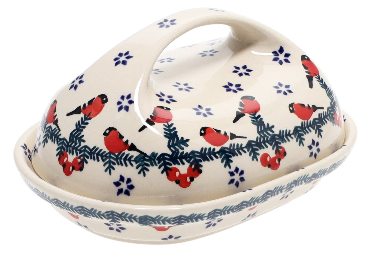 Butter Dish, Fancy, 5" x 7" in "Red Bird" by Manufaktura | M077T-GILE