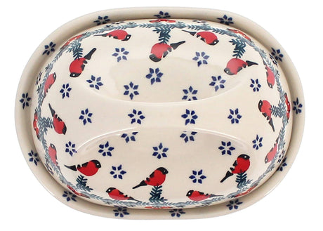 Butter Dish, Fancy, 5" x 7" in "Red Bird" by Manufaktura | M077T-GILE