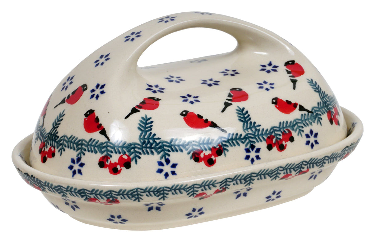 Butter Dish, Fancy, 5" x 7" in "Red Bird" by Manufaktura | M077T-GILE