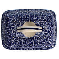 A picture of a Polish Pottery Butter Box (Ruby Duet) | M078S-DPLC as shown at PolishPotteryOutlet.com/products/butter-box-ruby-duet