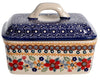 Polish Pottery Butter Box (Ruby Duet) | M078S-DPLC at PolishPotteryOutlet.com
