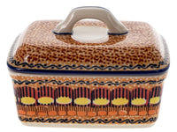 A picture of a Polish Pottery Butter Box (Desert Sunrise) | M078U-KLJ as shown at PolishPotteryOutlet.com/products/butter-box-desert-sunrise-m078u-klj