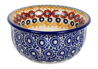 A picture of a Polish Pottery 3.5" Bowl (Ruby Duet) | M081S-DPLC as shown at PolishPotteryOutlet.com/products/35-bowls-duet-in-ruby