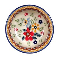 A picture of a Polish Pottery 3.5" Bowl (Ruby Duet) | M081S-DPLC as shown at PolishPotteryOutlet.com/products/35-bowls-duet-in-ruby