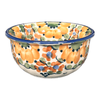 A picture of a Polish Pottery 3.5" Bowl (Autumn Harvest) | M081S-LB as shown at PolishPotteryOutlet.com/products/35-bowls-autumn-harvest