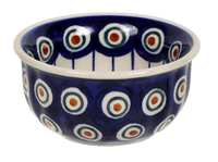 A picture of a Polish Pottery 3.5" Bowl (Peacock in Line) | M081T-54A as shown at PolishPotteryOutlet.com/products/35-bowls-peacock-in-line