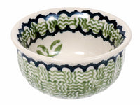A picture of a Polish Pottery 3.5" Bowl (Woven Blues) | M081T-P182 as shown at PolishPotteryOutlet.com/products/35-bowls-woven-blues