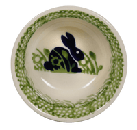 A picture of a Polish Pottery 3.5" Bowl (Bunny Love) | M081T-P324 as shown at PolishPotteryOutlet.com/products/35-bowls-bunny-love