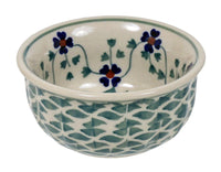 A picture of a Polish Pottery 3.5" Bowl (Woven Pansies) | M081T-RV as shown at PolishPotteryOutlet.com/products/35-bowls-woven-pansies