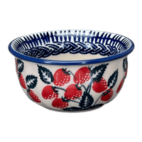 A picture of a Polish Pottery 3.5" Bowl (Fresh Strawberries) | M081U-AS70 as shown at PolishPotteryOutlet.com/products/3-5-bowl-fresh-strawberries-m081u-as70