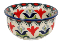 A picture of a Polish Pottery 3.5" Bowl (Scandinavian Scarlet) | M081U-P295 as shown at PolishPotteryOutlet.com/products/3-5-bowl-scandinavian-scarlet