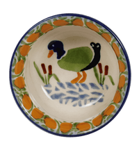A picture of a Polish Pottery 3.5" Bowl (Ducks in a Row) | M081U-P323 as shown at PolishPotteryOutlet.com/products/35-bowls-ducks-in-a-row